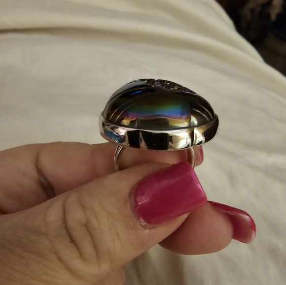 Sz 7, Window Drusy Forest, 925 Silver, 44.0 Carats, Platinum overlay, NWT - Picture 6 of 8